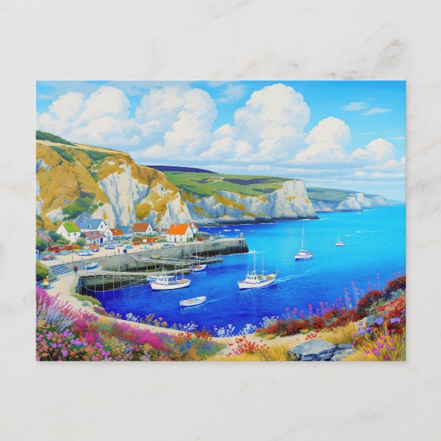 "Devon Harbor Dreamscape" - Eine englische Seascap Postkarte (Vorderseite)