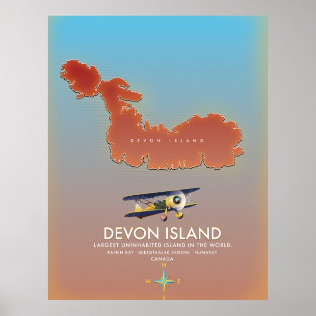 Devon Insel, Canada Karte Poster (Vorne)