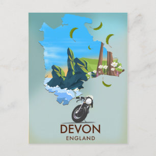 Devon-Karte Reiseplakat Postkarte