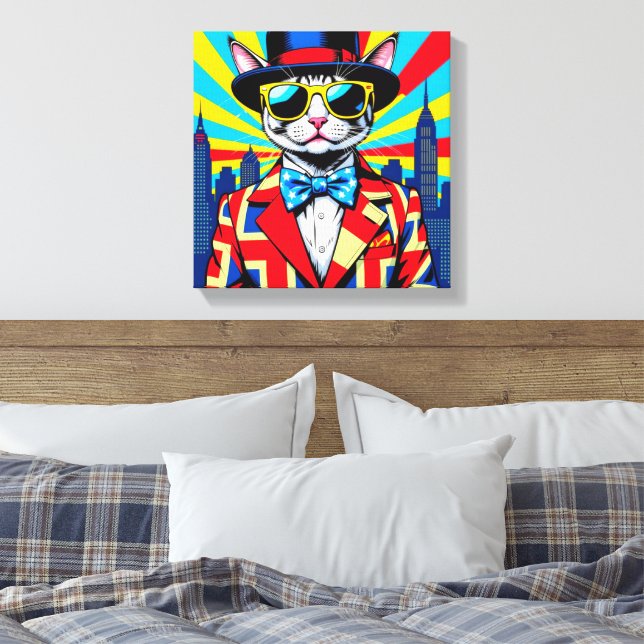 DEVON REX-BIG CITY CAT 4 LEINWANDDRUCK (Insitu (Schlafzimmer))