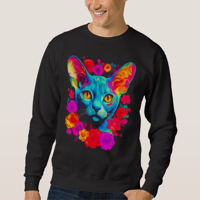 Devon Rex Cat Flower Sweatshirt (Vorderseite)