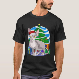 Devon Rex Cat Funny Santa Christmas Tree Decor T-Shirt