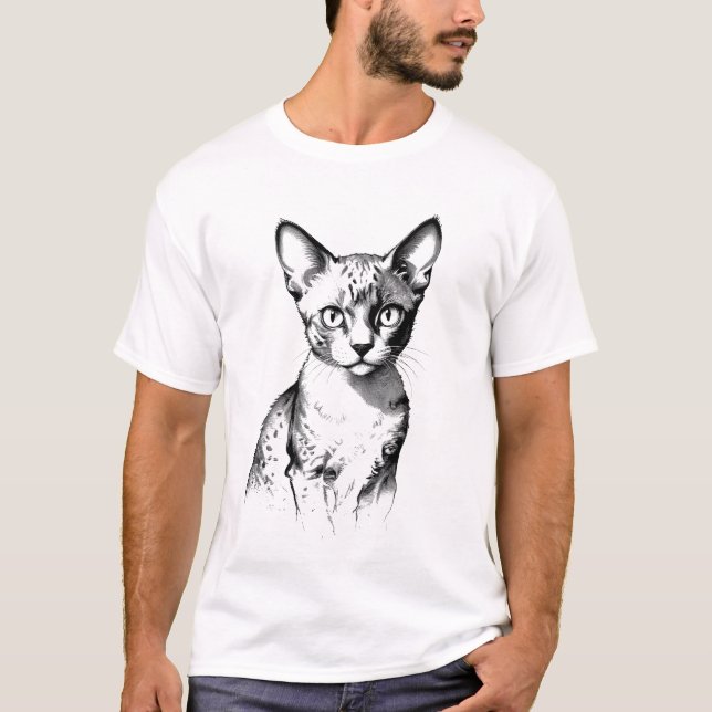 Devon Rex Cat Sketch Men's T-Shirt (Devant)