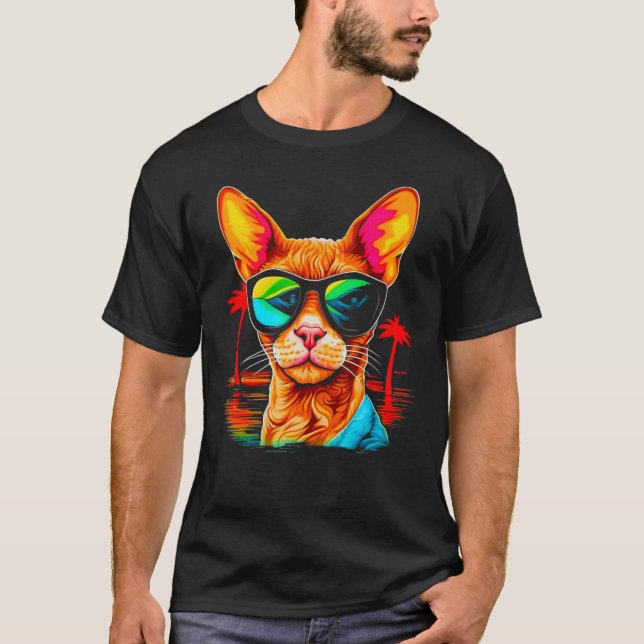Devon Rex Cat Summer Party T-Shirt (Vorderseite)