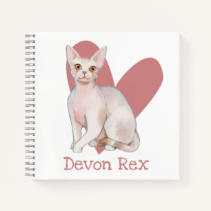 Devon Rex Cat Watercolor Kitty Pink Heart Journal Notizbuch