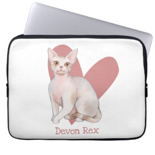 Devon Rex Cat Watercolor Kitty Pink Herz Laptopschutzhülle