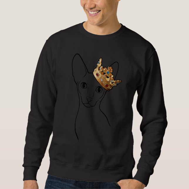 Devon Rex Cat Wearing Crown Sweatshirt (Vorderseite)