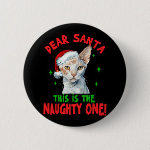Devon Rex Cat Weihnachten lieben Santa Dies ist de Button
