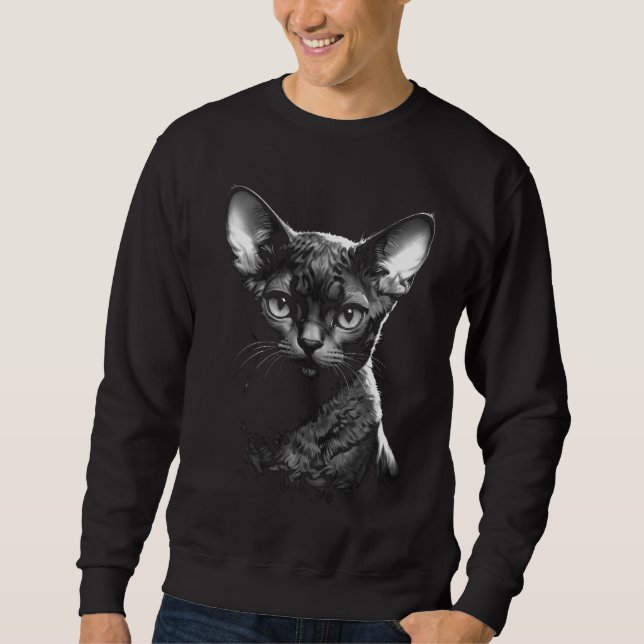 Devon Rex Dark Art Herren Schwarzer Pullover (Vorderseite)