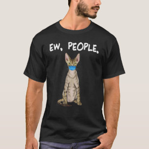 Devon Rex Ew Leute Lustige Katze Mit Gesichtsmaske T-Shirt