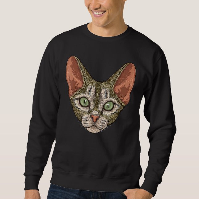 Devon Rex Face Niedlich Devon Rex Cat Rasse Tier Sweatshirt (Vorderseite)