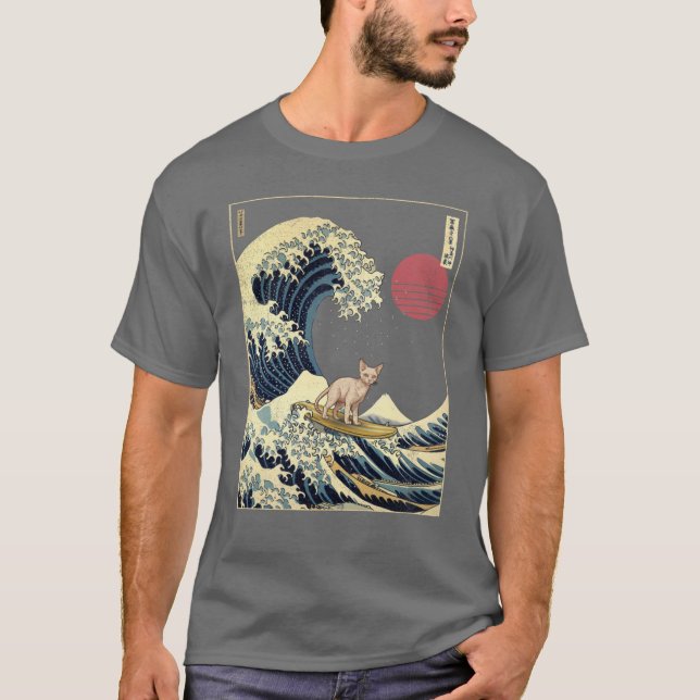 Devon Rex Kanagawa Japanese Surfing Wave T-Shirt (Vorderseite)