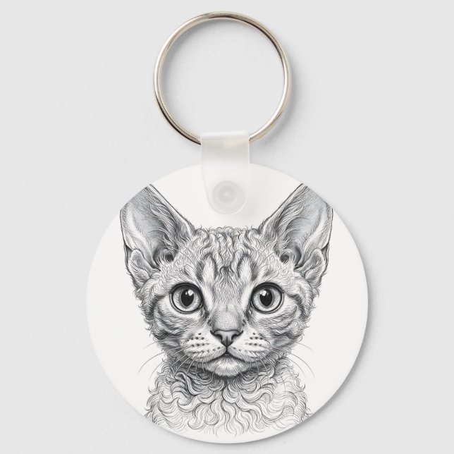 Devon Rex Kätzchen Schlüsselanhänger (Vorderseite)