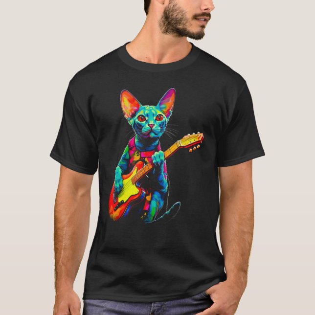 Devon Rex Katze Gitarre T-Shirt (Vorderseite)