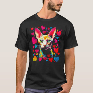 Devon Rex Katze Rosa Rotes Herz T-Shirt