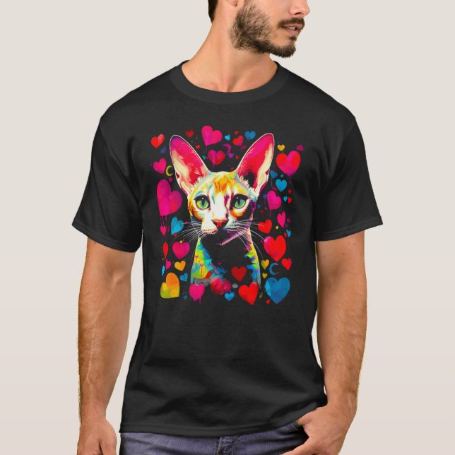 Devon Rex Katze Rosa Rotes Herz T-Shirt (Vorderseite)