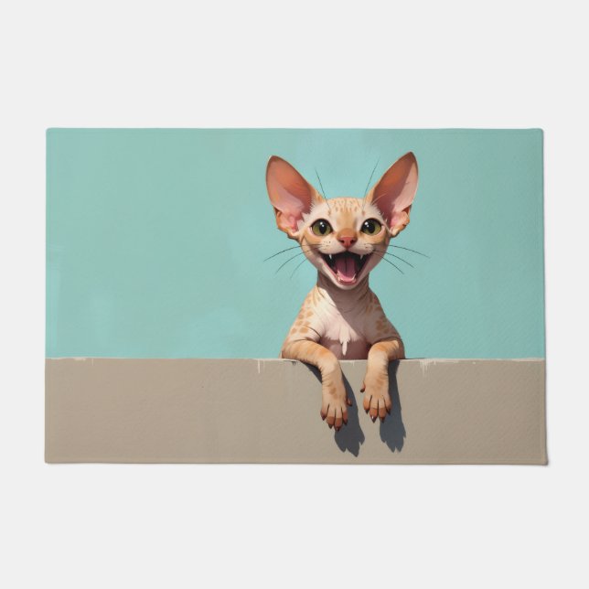 Devon Rex Katzen Fußmatte Kunst (Vorderseite)