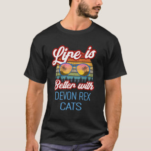 Devon Rex Retro Sunset Life besser mit Devon R T-Shirt