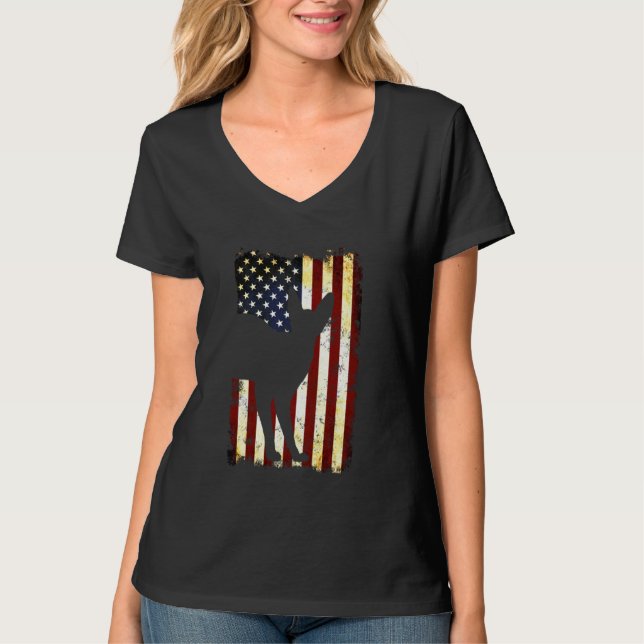 Devon Rex Silhouette American Flag 4. Juli Lon T-Shirt (Vorderseite)