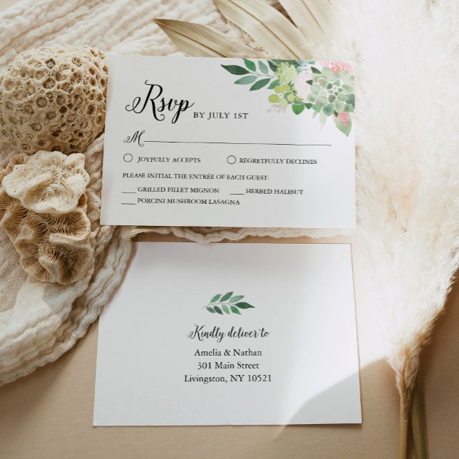 DEVON Succulent Greenerity RSVP Card Einladung (Von Creator hochgeladen)