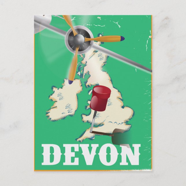 Devon Vintage Reiseplakat Postkarte (Vorderseite)