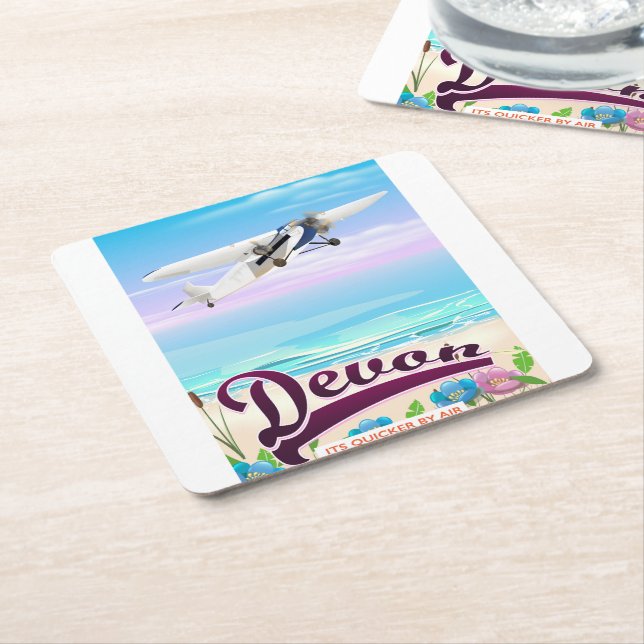Devon Vintages Flugplakat Rechteckiger Pappuntersetzer (angewinkelt)