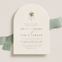 Devonport Monogram Modern Watercolor Palm Wedding