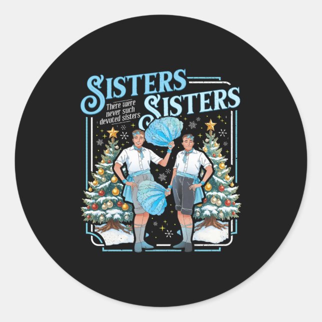 Devoted Sisters White Xmas Merry Christmas Snowfla Runder Aufkleber (Vorderseite)