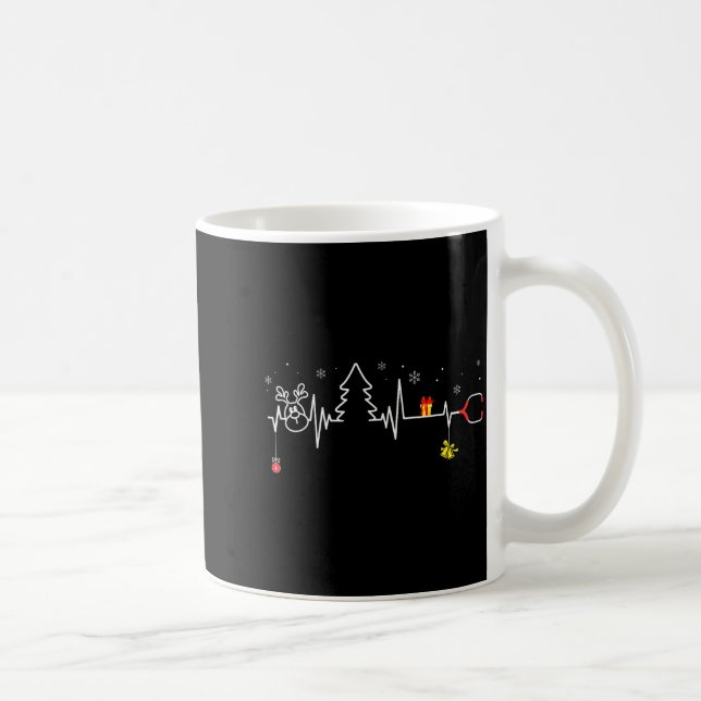 Devoxtee Christmas Tree Heartbeat Funny Christmas  Kaffeetasse (Rechts)