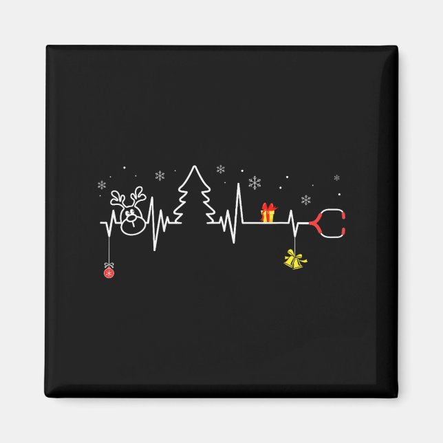 Devoxtee Christmas Tree Heartbeat Funny Christmas  Magnet (Vorne)