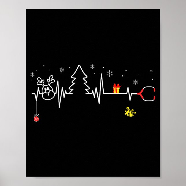 Devoxtee Christmas Tree Heartbeat Funny Christmas  Poster (Vorne)