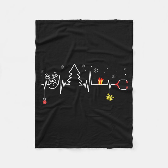 Devoxtee Weihnachtsbaum Herzschlag Lustiger Weihna Fleecedecke (Vorderseite)