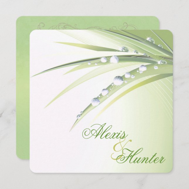 Dew Drop Wedding Einladung (Vorne/Hinten)