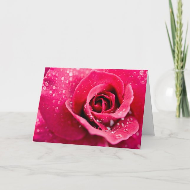Dew fällt auf Rose Grußkarte ab Karte (Vorderseite)