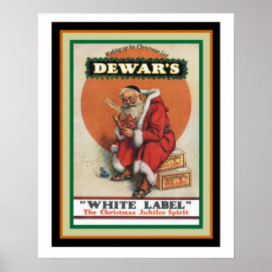 Dewar's White Label Vintage-Weihnachtswerbung Poster