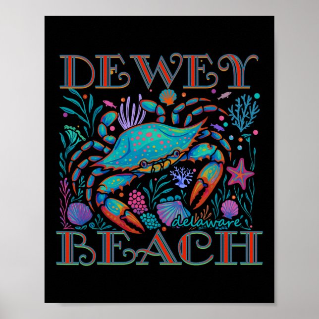 Dewey Beach Delaware Blaue Krabbe Sommer Strandurl Poster (Vorne)