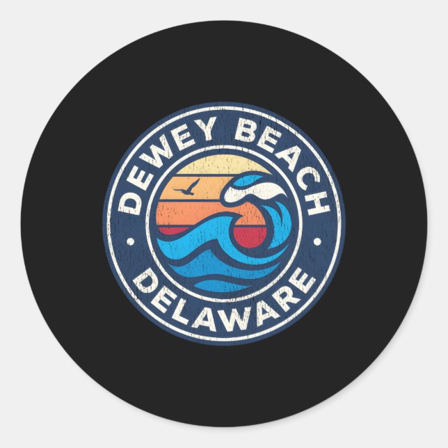 Dewey Beach Delaware De Nautical Waves Runder Aufkleber (Vorderseite)