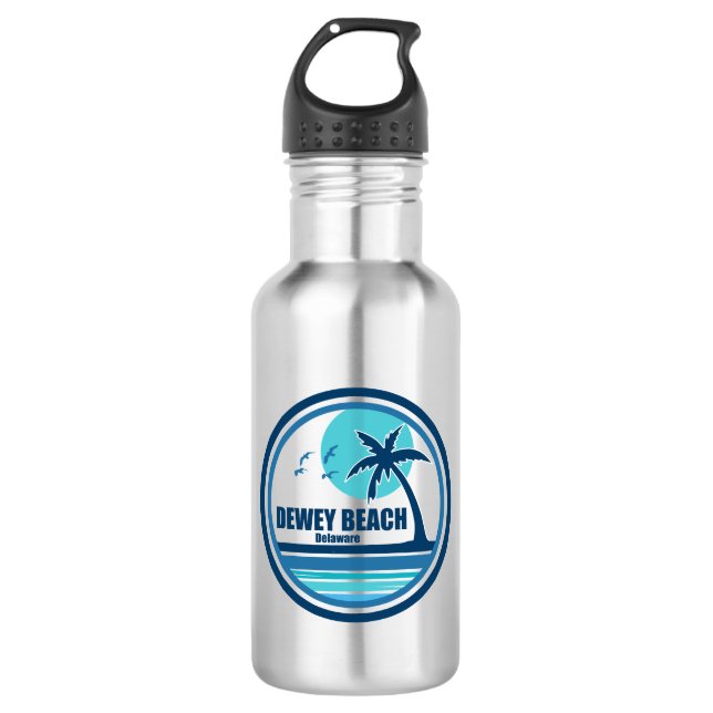 Dewey Beach Delaware Palme Vögel Edelstahlflasche (Vorderseite)