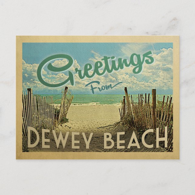 Dewey Beach Vintage Travel Postkarte (Vorderseite)
