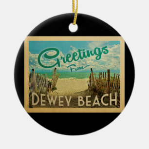 Dewey-Strand-Vintage Reise Keramik Ornament