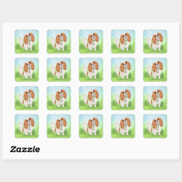 Dexter der Hund und Freunde Blenheim Cavalier Quadratischer Aufkleber