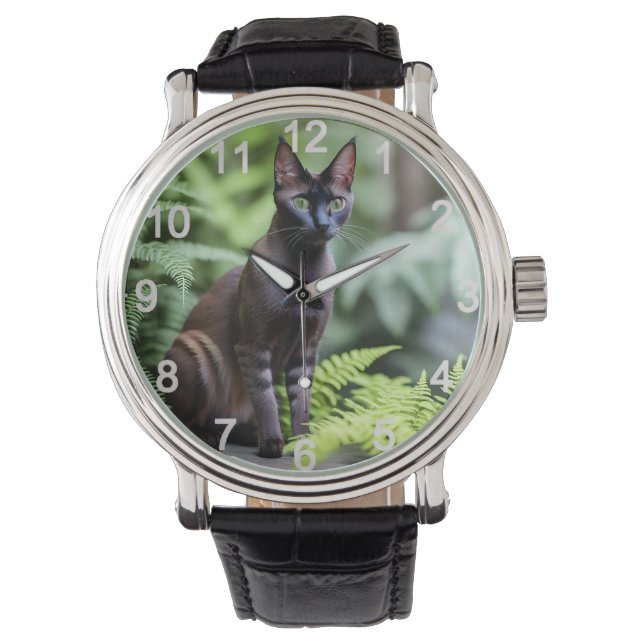 Dexter, die schwarze Siamkatze, gucken Armbanduhr (Vorderseite)