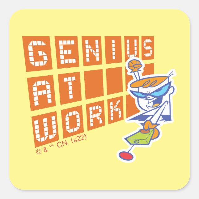 Dexter "Genius at work" Quadratischer Aufkleber (Vorderseite)
