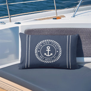 D'extérieur Bleu Marine   Rope & Ancre Nom du bateau Coussin e