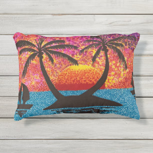 D'extérieur Coussin - Coucher de soleil sur l'île tropicale