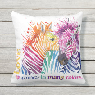 D'extérieur Coussin extérieur d'arc-en-ciel de zèbre