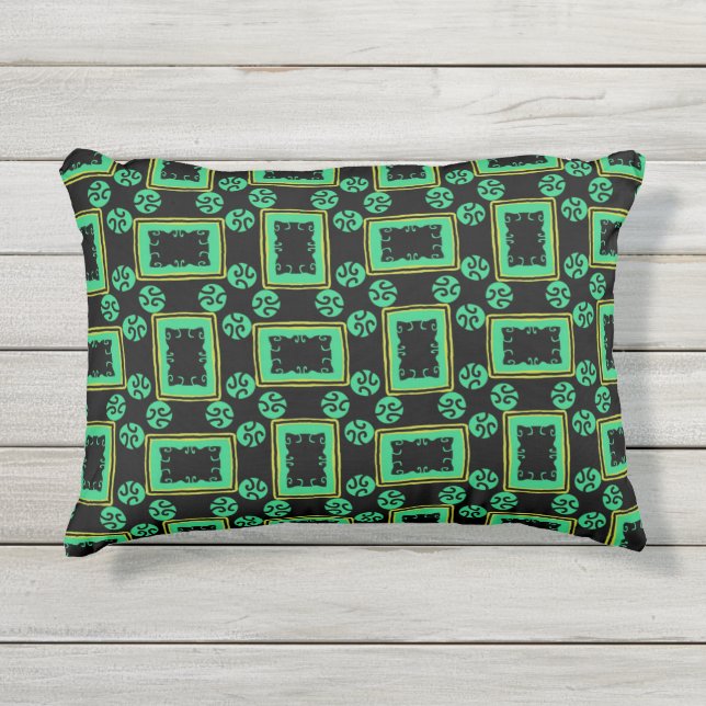 D'extérieur Coussin rectangle ext. Vert et noir Jimette Design (Devant)