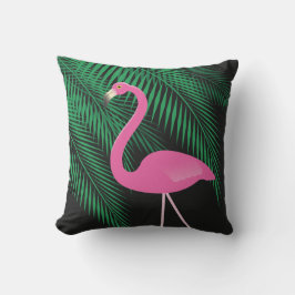 D'extérieur Coussin rose et noir réversible 2 de Flamant rose