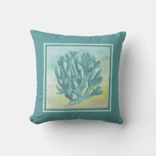 D'extérieur Direction de corail Turquoise foncé Coussin extéri