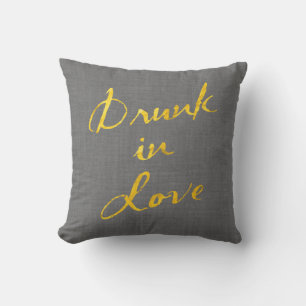 D'extérieur Drunin in Love Gold & Grey Linen Coussin extérieur